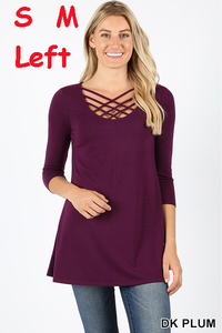 568 3/4S Triple Lattice TOP in DK PLUM