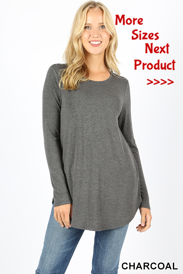 5693 4/4S Round Neck & Hem TOP in CHARCOAL
