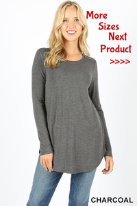 5693 4/4S Round Neck & Hem TOP in CHARCOAL
