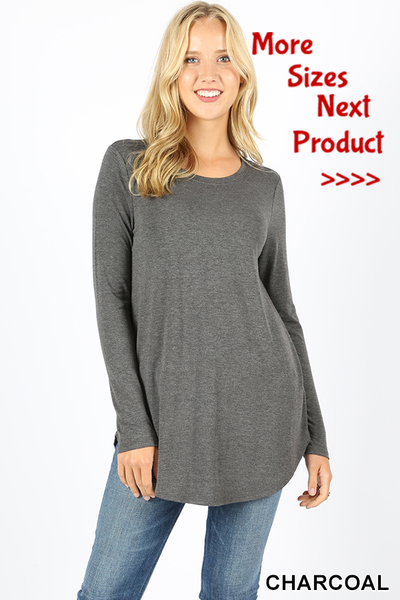 5693 4/4S Round Neck & Hem TOP in CHARCOAL