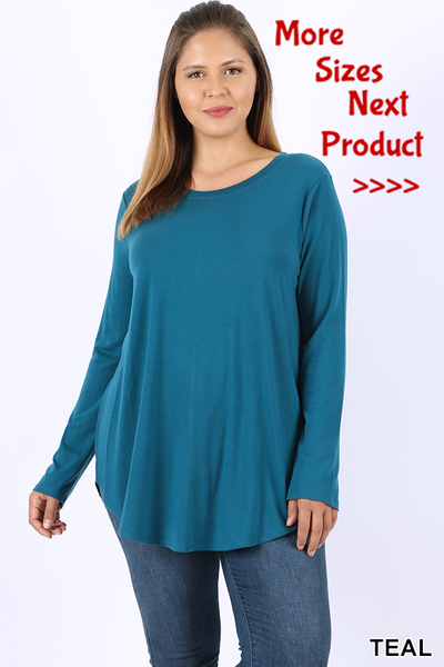5697 4/4S Round Neck & Hem TOP in TEAL