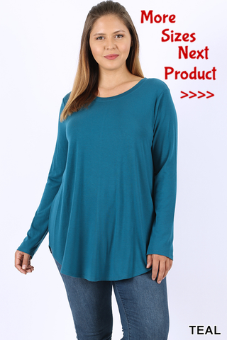 5697 4/4S Round Neck & Hem TOP in TEAL
