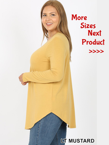 5726 4/4S Round Neck & Hem TOP in LT MUSTARD