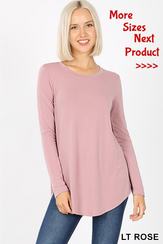 5729 4/4S Round Neck & Hem TOP in LT ROSE
