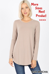 5736 4/4S Round Neck & Hem TOP in ASH MOCHA