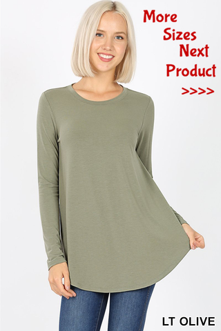 5741 4/4S Round Neck & Hem TOP in LT OLIVE