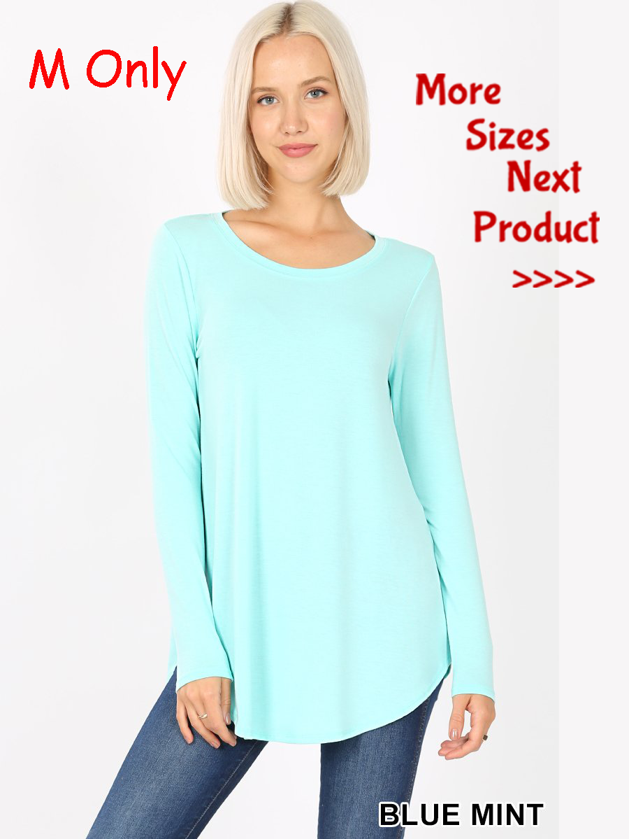 5744 4/4S Round Neck & Hem TOP in BLUE MINT