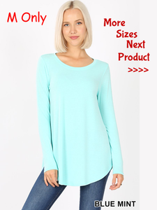 5744 4/4S Round Neck & Hem TOP in BLUE MINT