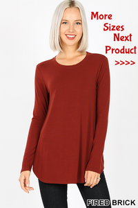 5841 4/4S Round Neck & Hem TOP in FIRED BRICK