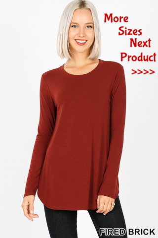 5841 4/4S Round Neck & Hem TOP in FIRED BRICK