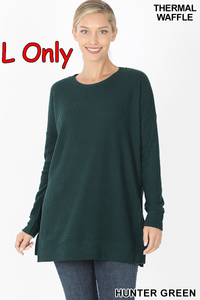 5890 4/4S Thermal Waffle R Neck SWEATERS in HUNTER GREEN