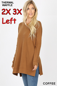 5893 4/4S Thermal Waffle R Neck SWEATERS in COFFEE