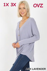 5994 4/4S Tie Front Button TOP in ASH LAVENDER