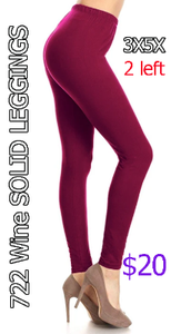 722 Wine SOLID 3X5X LEGGINGS