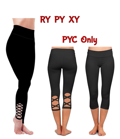 7690 Criss Cross Black DESIGNER LEGGINGS or CAPRI JV-CC3C G’