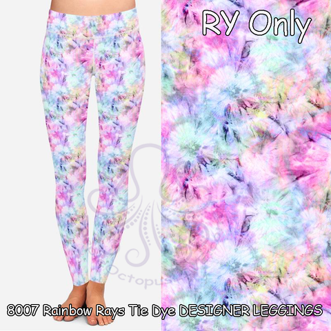 8007 Rainbow Rays Tie Dye DESIGNER LEGGINGS