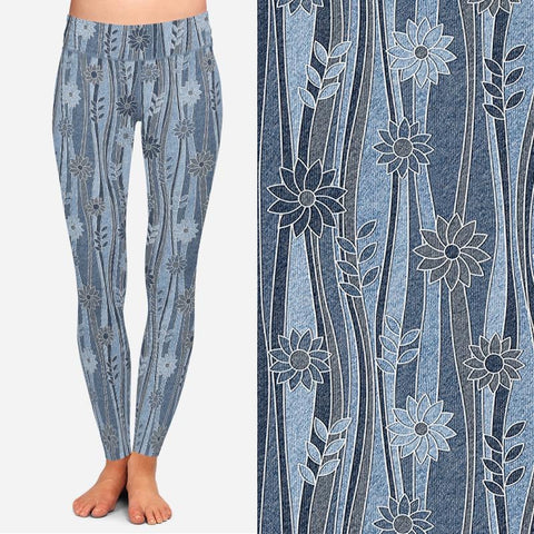 8017 Vertical Floral Blues DESIGNER LEGGINGS JV-BBOK