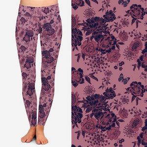 8018 Malbec Floral DESIGNER LEGGINGS JV-F29C