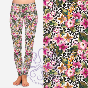 8021 Blooming Leopard DESIGNER LEGGINGS