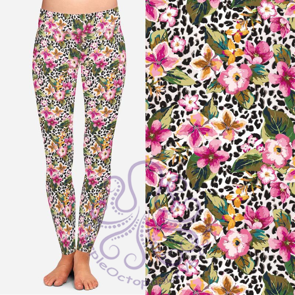 8021 Blooming Leopard DESIGNER LEGGINGS
