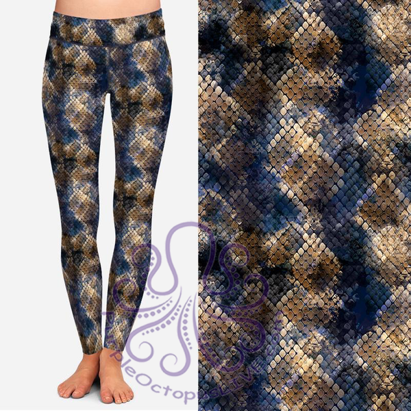 8029 Snakeskin Blues DESIGNER LEGGINGS