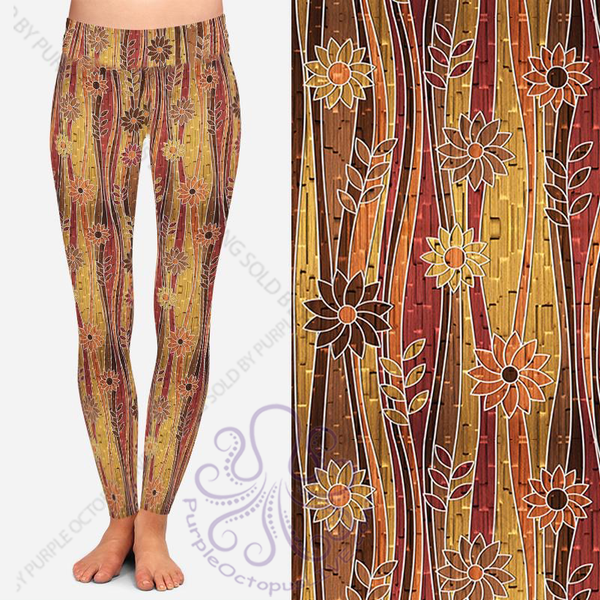8030 Vertical Floral Autumn POD DESIGNER LEGGINGS JV-HB80C