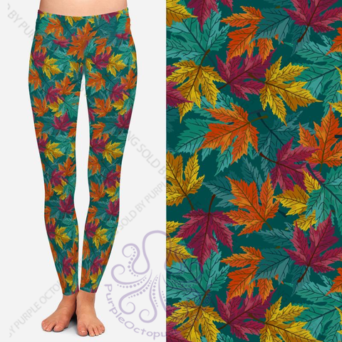 8034 Maple Leaves POD DESIGNER LEGGINGS JV-HB10 DS