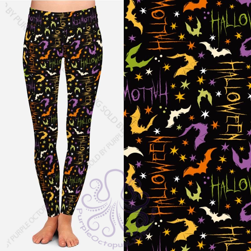 8037 Happy Halloween Bats DESIGNER LEGGINGS JV-F50B