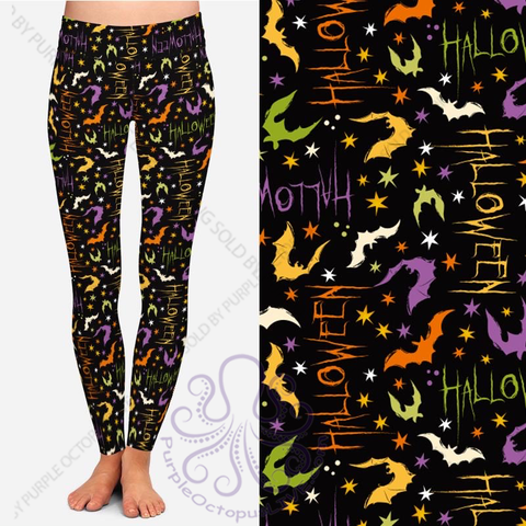 8037 Happy Halloween Bats DESIGNER LEGGINGS JV-F50B