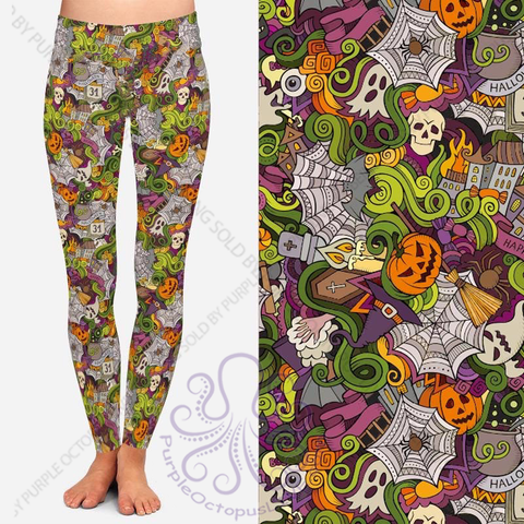 8040 Halloween Collage DESIGNER LEGGINGS JV-F50T