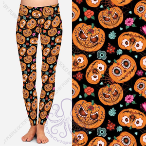 8046 Sugar Skull Pumpkins POD DESIGNER LEGGINGS JV1-C10C