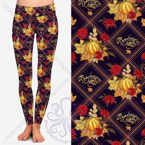 8054 Happy Thanksgiving Day w PKTS DESIGNER LEGGINGS JV-HA20