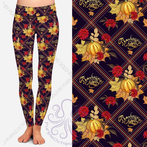 8054 Happy Thanksgiving Day w PKTS DESIGNER LEGGINGS JV-HA20