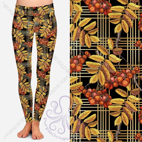 8055 Leaves & Berries w PKTS DESIGNER LEGGINGS JV-HA15 G’