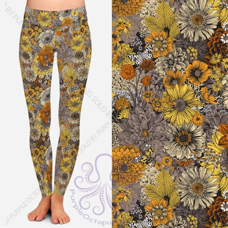 8058 Dried Flower Art w PKTS DESIGNER LEGGINGS JV-HB85T