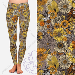 8058 Dried Flower Art w PKTS DESIGNER LEGGINGS JV-HB85T