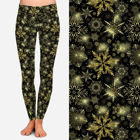 8079 Golden Snowflakes DESIGNER LEGGINGS JV-N130C
