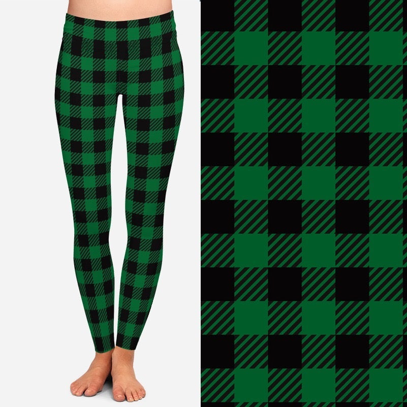 8082 Buffalo Green Plaid DESIGNER LEGGINGS JV-HA37C G