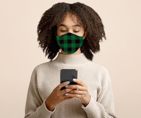 8082m Buffalo Green Plaid DESIGNER MASKS JV-HA37