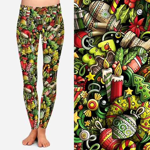 8083 Christmas Collage DESIGNER LEGGINGS JV-L5C