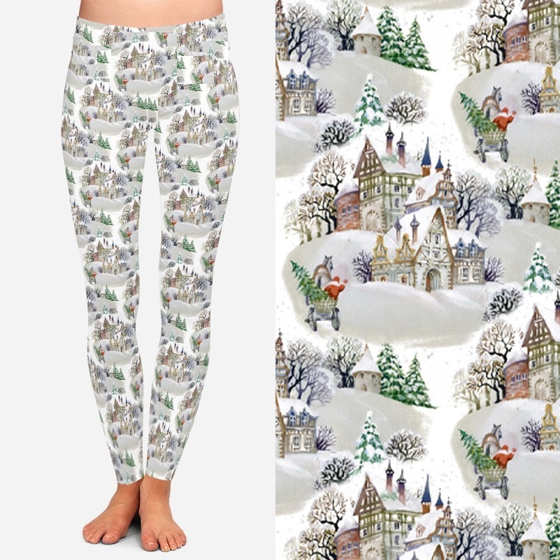 8089 JOHNS Christmas Village DESIGNER LEGGINGS JV-L30C