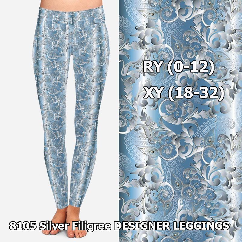 8105 Silver Filigree DESIGNER LEGGINGS