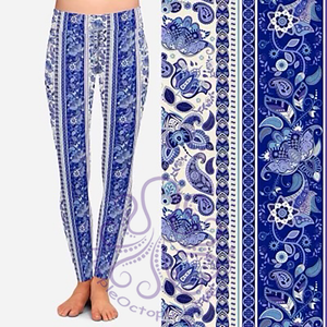 8156 Royal Blue Paisley DESIGNER LEGGINGS