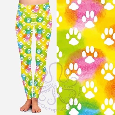 8159 Pastel Paw Prints DESIGNER LEGGINGS