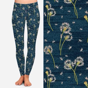 8162 Denim Look w Dandelion Wishes POD DESIGNER LEGGINGS JV-HB1C G