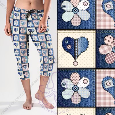 8197cj Posy & Plaid POD CAPRI JOGGERS