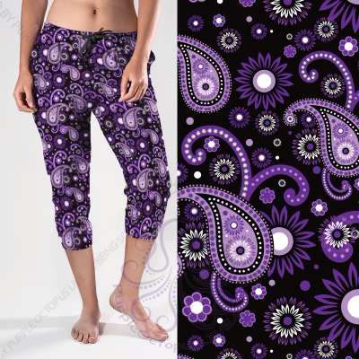 8203cj More Purple Paisley POD CAPRI JOGGERS