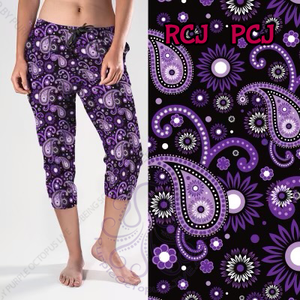 8203cj More Purple Paisley POD CAPRI JOGGERS