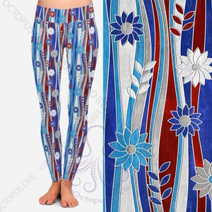 8211 Vertical RWB Floral DESIGNER LEGGINGS JV-L15