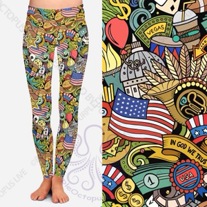 8214 America the Beautiful Collage DESIGNER LEGGINGS JV-D25